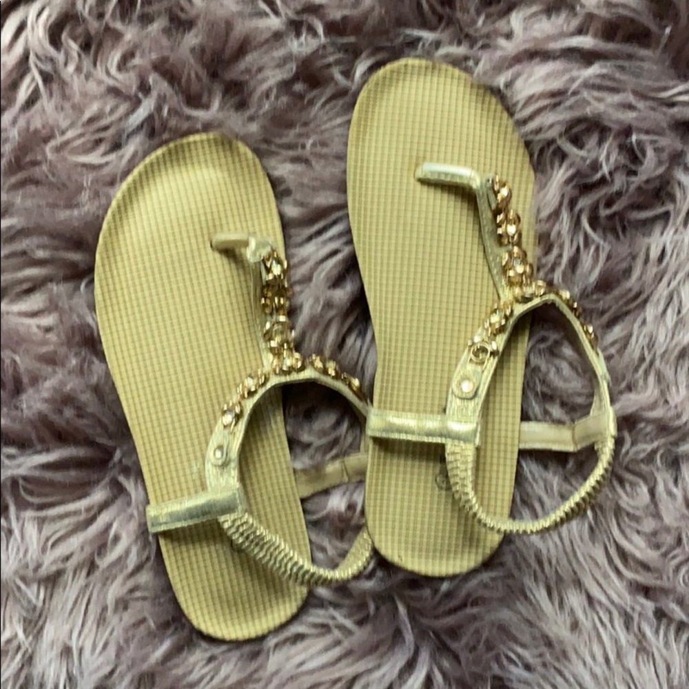 Little girls gold sequin sandals